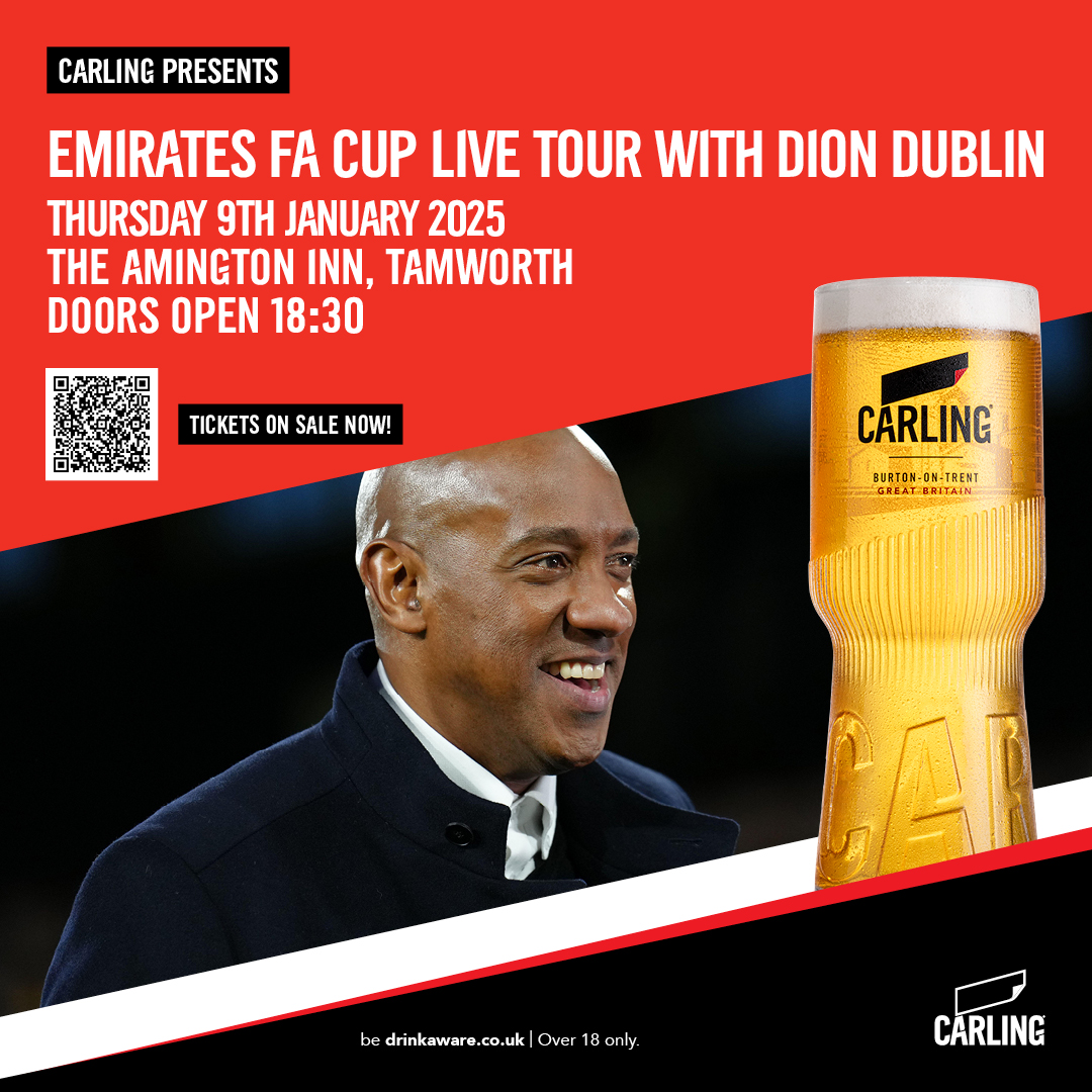 _Local_Legends_'s tweet image. We are excited to announce the FIRST event of the Emirates FA Cup Live tour series with @DionDublinsDube  sponsored by Carling 🎤🍺

Join us on Thursday 9th January 2025 at The Amington Inn, Tamworth as we follow Tamworth v Tottenham Hotspur into the third round!

🎟️ Tickets are…