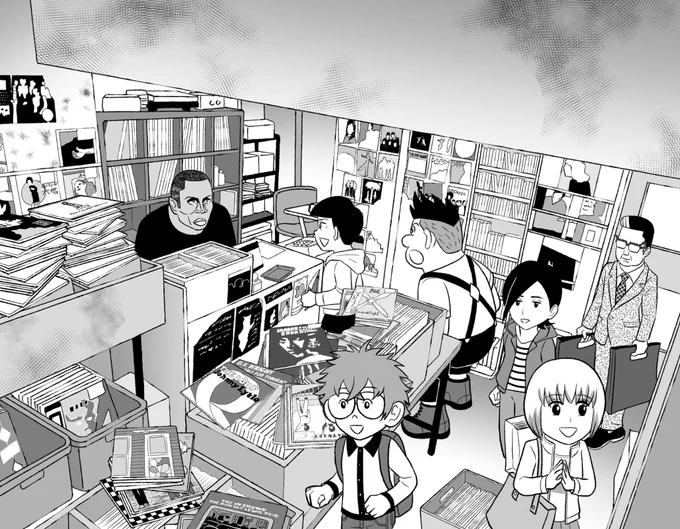 レコ屋は店内を描くのが大変😂
レコード棚とかジャケットとか、普段の倍時間掛かります…

ちなみにお店のモデルは烏丸御池のT&amp;Tレコードさん@tandtrecord2024
演出のためにレコードを散らかしてますがめちゃ綺麗で見やすいレコード屋さんです。
#レコード大好き小学生カケル
#レコード 