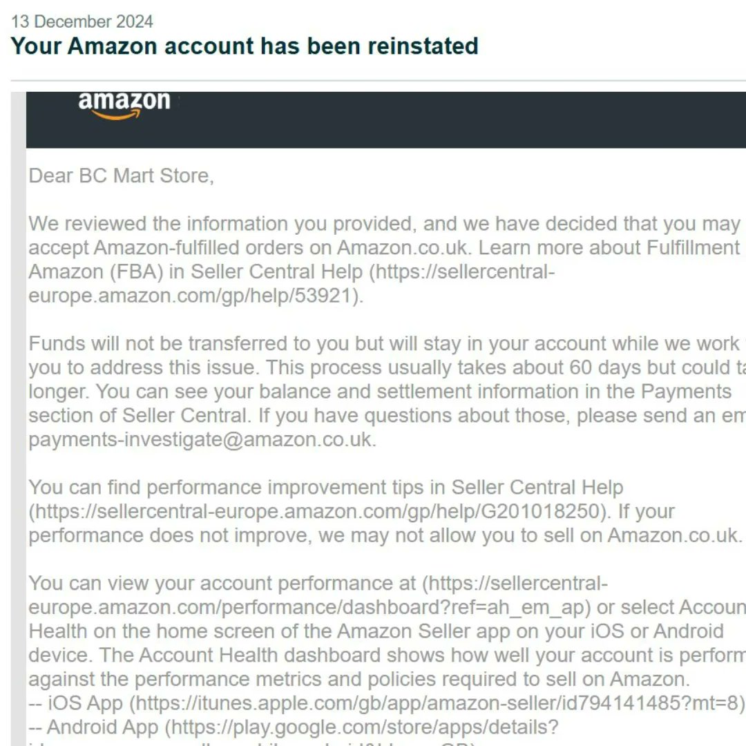 Rai_Sohaib_1's tweet image. 🚚 Confirmed Shipment Suspension Successfully Resolved!
📩 DM us now for a consultation!
📞 Contact Us Today!
WhatsApp: +923080766810
#AmazonSuspensionHelp #SellerSupport #ReinstatementExperts #EcommerceSolutions #AmazonSellerSuccess #AmazonPolicyCompliance #BusinessGrowth