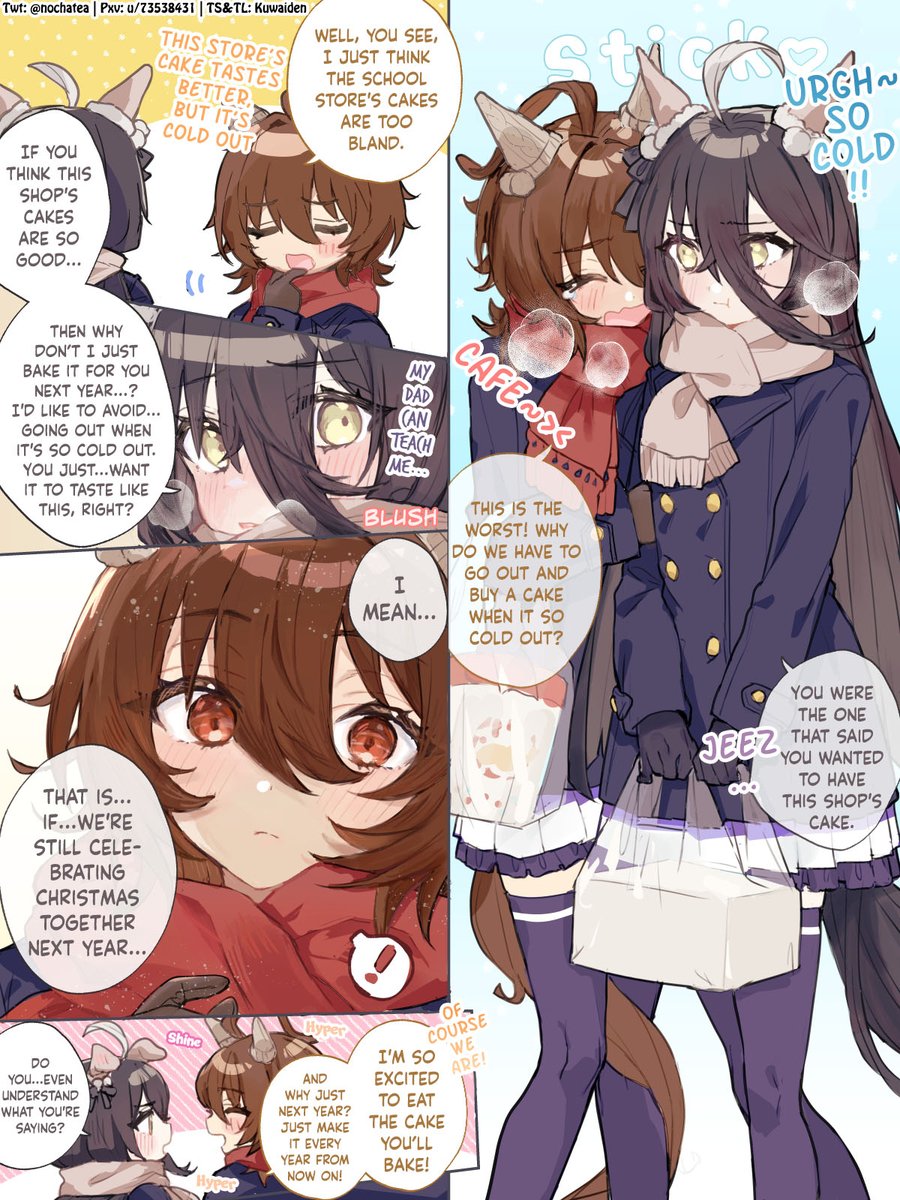 Kuwaiden's tweet photo. Christmas by @nochatea 

TachyCafe all the way to 2025 and beyond!!

#ウマ娘 #UmaMusume 
#ウマ娘英訳 #UmaTranslations https://t.co/GzUKMpcmdv