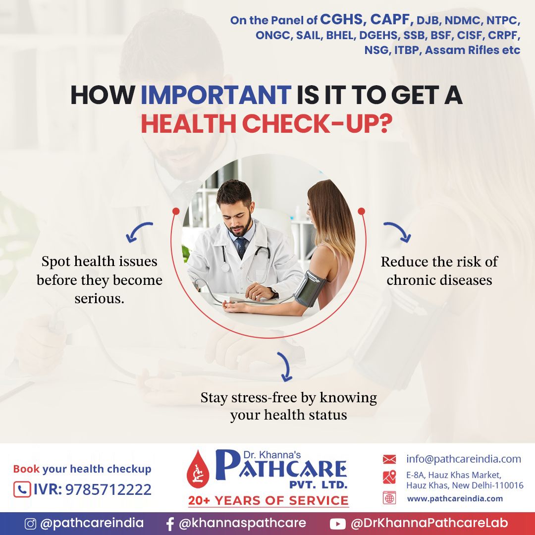DPathcare's tweet photo. Regular health check-ups are key to a stress-free, healthy life. Detect issues early, prevent chronic diseases, and stay informed about your well-being. 

📞 9785712222,
📩 info@pathcareindia.com
Visit Website: https://t.co/qWx0SpeC7U

#pathcare #DrKhannaPathcare #healthcheckup https://t.co/ussaOw3gli
