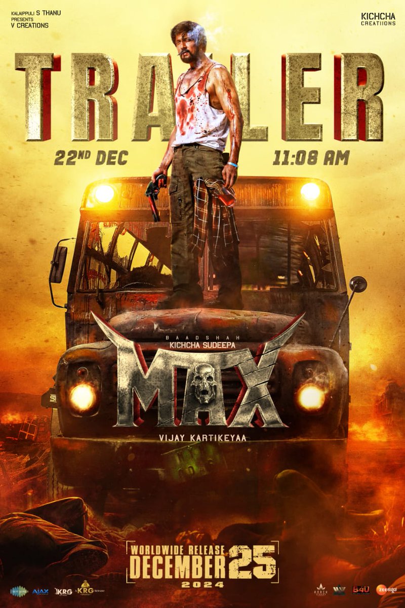 SudeepNetwork's tweet photo. The wait is over! 🚀

Catch the #MaxTrailer on Dec 22, 11:08 AM 🔥

#MaxTheMovie storms into theaters on Dec 25! 

@KicchaSudeep @Kichchacreatiin @theVcreations @vijaykartikeyaa @AJANEESHB @shekarchandra71 @ganeshbaabu21 @shivakumarart @dhilipaction @kevinkumarrrr @ChethanDsouza https://t.co/Ey1JJrmwx0