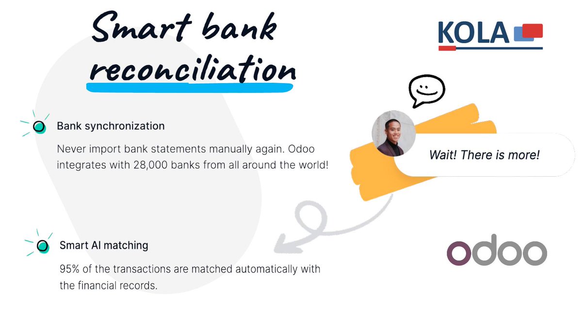kolatechltd's tweet photo. Digital Bank Reconciliations made easy with Odoo and Kola 🤓...
Visit https://t.co/rHMhZgXaFC
#businessautomation #Tanzania #Odoo #BusinessGrowth #Accounting https://t.co/f3EjiNLd6W