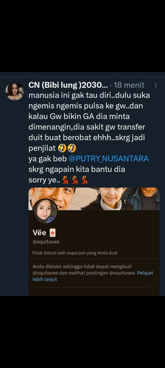 sugimanto_w's tweet photo. @xquitavee Bajerr miskin sok bergaya... Bajerr kog lbh rendah dr pengemis.... https://t.co/voPCCZDqUj