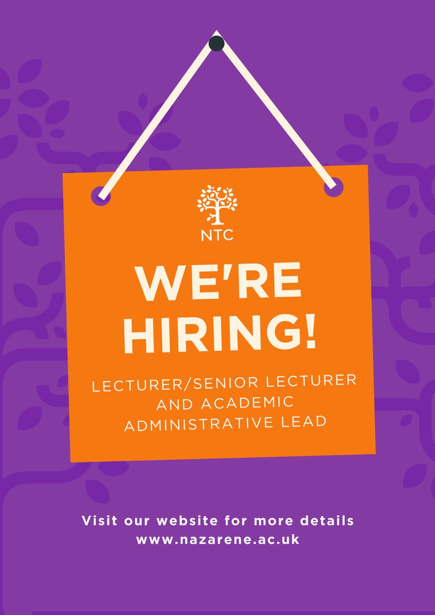 Calling all theology scholars!

NTC is hiring a Lecturer/Senior Lecturer and Teaching and Learning Lead. Join our vibrant community and shape the future of theological education. 

Apply by 1 Feb 2025! 

postly.app/3bMK