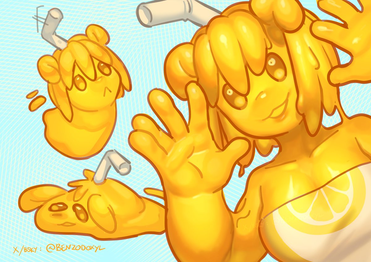 Benzodoxyl's tweet photo. more of my oc Lemondrop, i cant think any pose so i give her the MR BEAST!! treatment there #digitalart https://t.co/R6V4Ebm2yd
