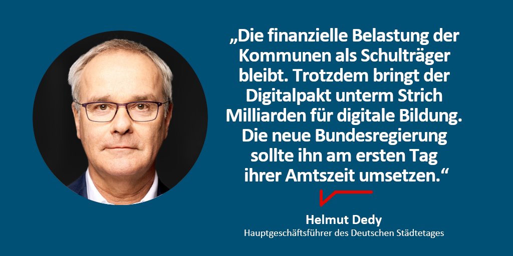 Deutscher Städtetag (@staedtetag) on Twitter photo Gut, dass der #Digitalpakt 2.0 von Bund & Ländern fertig verhandelt ist. Ein Wermutstropfen: "Ihren Eigenanteil können sich die Länder mit Geldern schönrechen, die die Kommunen ausgeben", so <a href="/staedtetag/">Deutscher Städtetag</a>-HGF Dedy im Interview mit der Mediengruppe Bayern.
staedtetag.de/presse/intervi… Gut, dass der #Digitalpakt 2.0 von Bund & Ländern fertig verhandelt ist. Ein Wermutstropfen: "Ihren Eigenanteil können sich die Länder mit Geldern schönrechen, die die Kommunen ausgeben", so <a href="/staedtetag/">Deutscher Städtetag</a>-HGF Dedy im Interview mit der Mediengruppe Bayern.
staedtetag.de/presse/intervi…