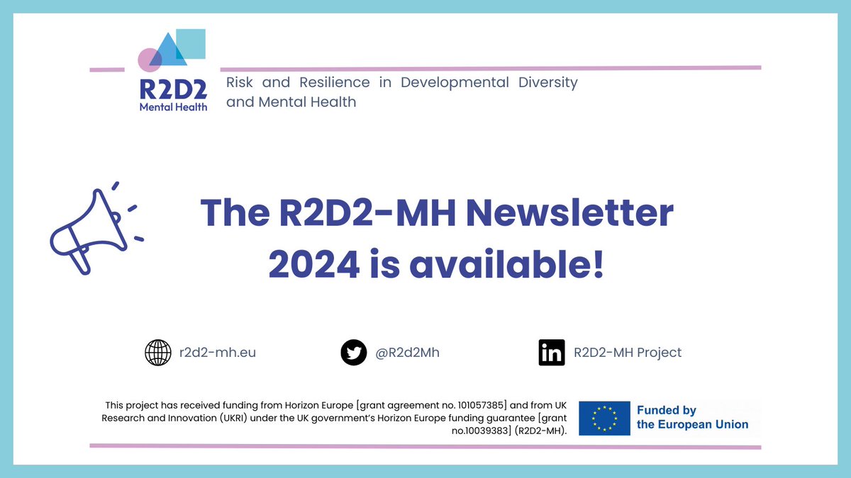 R2D2-MH project (@r2d2mh) on Twitter photo 📢 The 2024 <a href="/R2d2Mh/">R2D2-MH project</a> Newsletter is available!
#Cocreation 🤝Predictive modeling 🖥️ICF for for #resilience and #neurodiversity 📄#PositivePsychology📱genetic bridge between medicine and neurodiversity 🧬, publications, conferences and more!
👉r2d2-mh.eu/news-media-cen… 📢 The 2024 <a href="/R2d2Mh/">R2D2-MH project</a> Newsletter is available!
#Cocreation 🤝Predictive modeling 🖥️ICF for for #resilience and #neurodiversity 📄#PositivePsychology📱genetic bridge between medicine and neurodiversity 🧬, publications, conferences and more!
👉r2d2-mh.eu/news-media-cen…