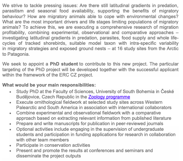 dillenseger_g's tweet photo. [Please RT] PhD position offer to study migration profitability in waders in our team @KubelkaVojtech @AndreasRimoldi @miguelbtg 
Deadline 10 Jan #PhDoffer #ornithology #shorebirds https://t.co/dWf7bVYpj4