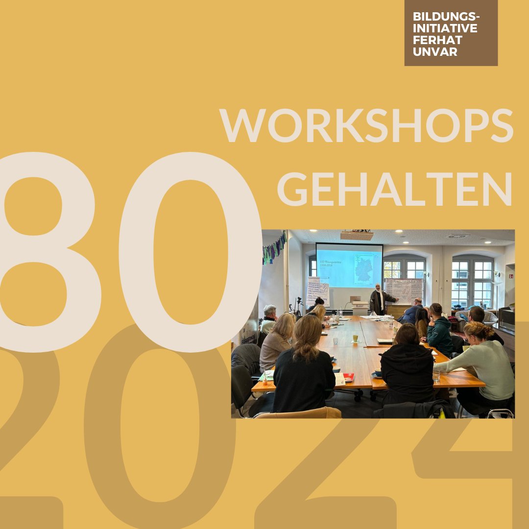 BI_FerhatUnvar's tweet photo. Wenn wir an das Jahr zurückdenken, dann gibt es da einige Erinnerungen, die uns stolz machen. 💫

Wir konnten die Anzahl der an Schulen und Einrichtungen gehaltenen Workshops vom letzten Jahr um mehr als 14 Prozent erhöhen, haben neue Teamer*innen ausgebildet und ein Weiterbildungswochenende mit unseren bestehenden Teamenden organisiert. Im Rahmen von Vorträgen, Reisen und Panels konnte unsere Gründerin Serpil auf die Bildungsinitiative und unsere wichtige Arbeit aufmerksam machen.

Zusammen mit dem Haus für Demokratie und Vielfalt der Stadt Hanau haben wir die 1. Internationale Konferenz "Gegen das Vergessen, für das Leben" organisiert und damit ein Format geschaffen, was die Betroffenenvernetzung auf einer internationalen Ebene zum ersten Mal in Deutschland in dieser Form ermöglicht hat.

Das war ein starkes Jahr. Wir freuen uns auf mehr. Danke an alle, die unsere Arbeit unterstützen. Auf ein weiteres starkes Jahr! Kommt gut rüber. 👋

#fürferhat
#BildungsinitiativeFerhatUnvar
#KeinVergessen
