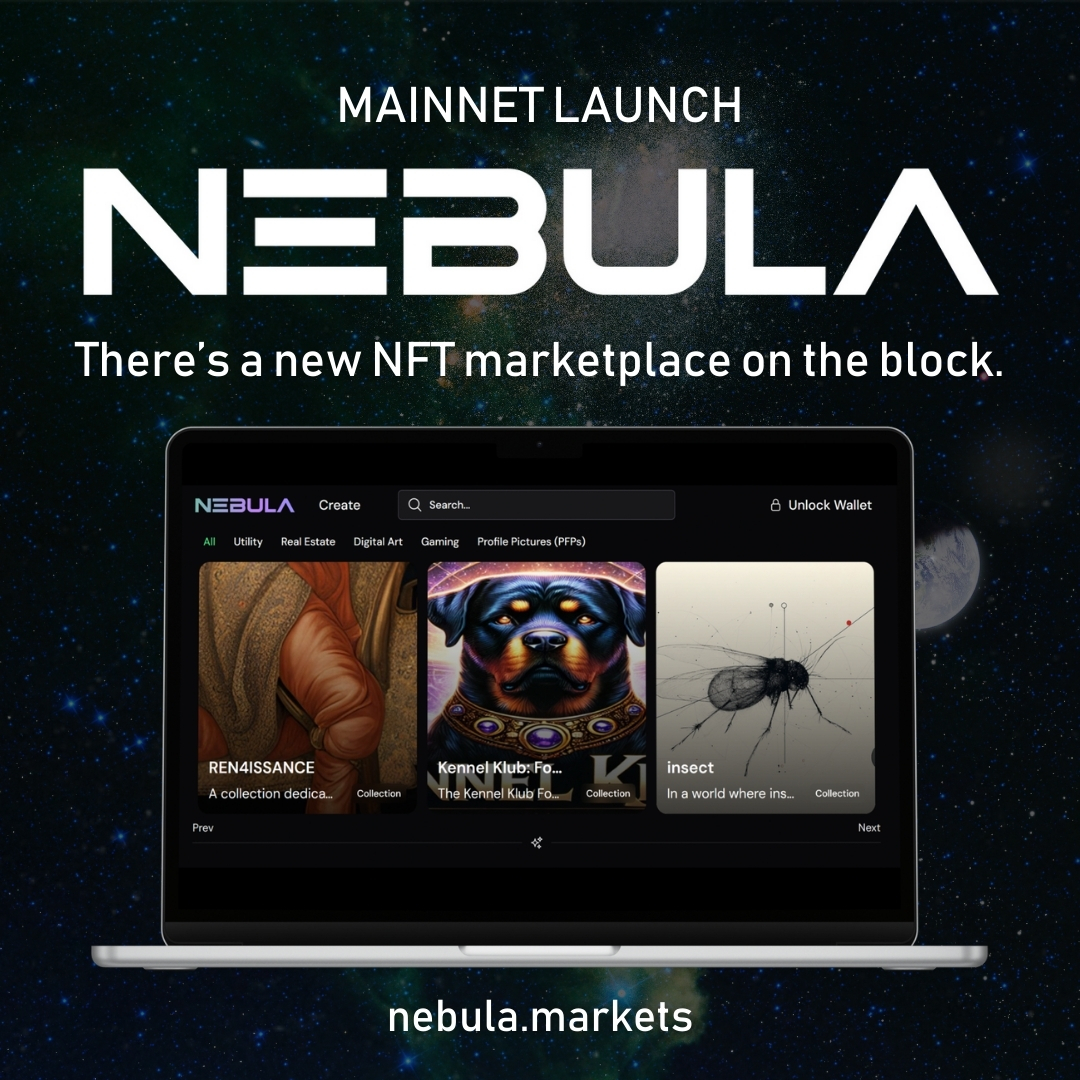137Devs's tweet photo. Something new is in orbit... Nebula Mainnet is officially live. 🚀
Explore categories such as Utility, Digital Art, Gaming, Profile Pictures, and more on a new full utility platform for @NexaMoney
Start creating on Nebula now: https://t.co/lrd3HppFPZ https://t.co/8k1H4TjMDR