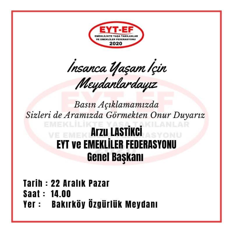 EYT de yaptık,
Bir olduk birlik olduk.

Şimdi de <a href="/EytEmeklilerFed/">EYT VE EMEKLİLER FEDERASYONU</a> önderliğinde,
Emeklinin insanca yaşayabilmesi için mücadele ediyoruz.

#EmekliyiDelirttinizBakırköydeyiz 
#5000KısmiMağduruyuzBakırköydeyiz
<a href="/Akparti/">AK Parti</a>
<a href="/herkesicinCHP/">CHP 🇹🇷</a>
<a href="/iyiparti/">İYİ Parti</a>
<a href="/MHP_Bilgi/">MHP</a> 
<a href="/GelecekPartiTR/">Gelecek Partisi</a>