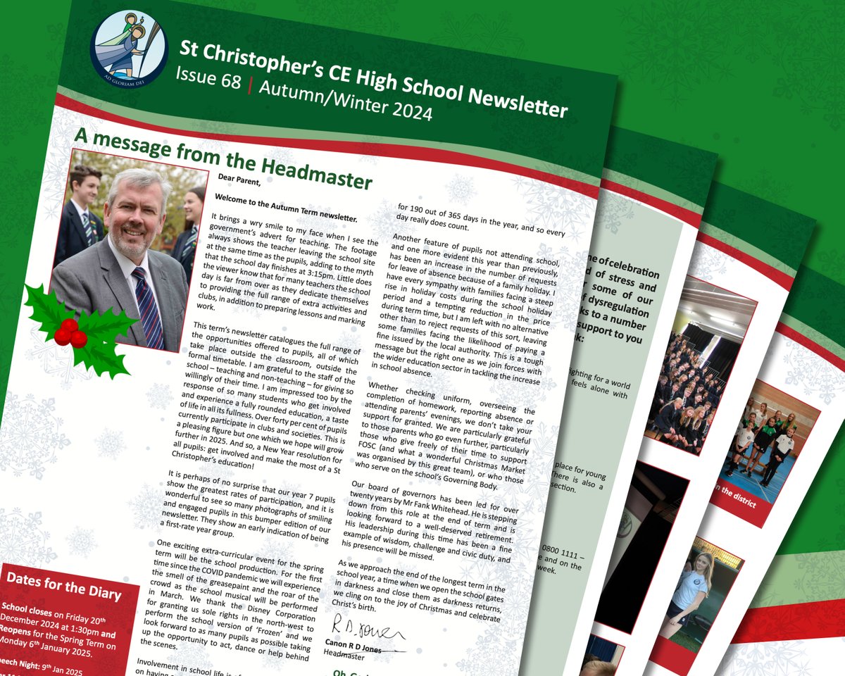 Our Christmas newsletter is available to download NOW via the link below. It has a round-up of all the fantastic things that have happened over the last term here at St Christopher's 🤩

bit.ly/3BFyvrk