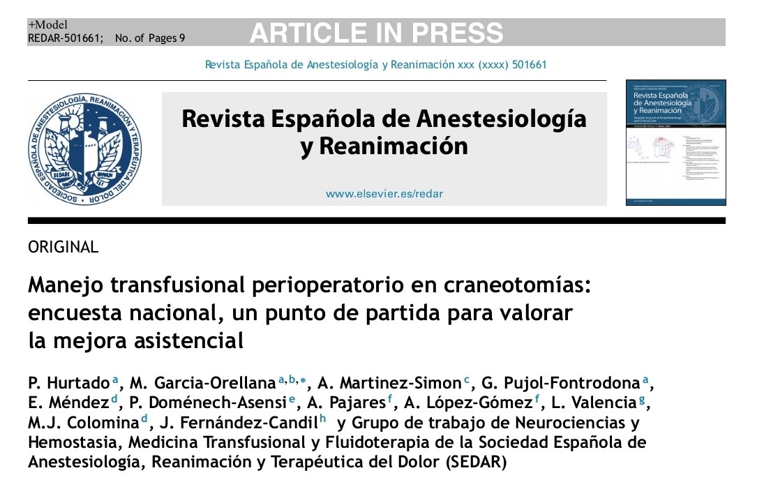 _REDAR_'s tweet photo. Quieres saber cómo se hace el manejo transfusional en el periop de craneotomías en España❓
Aquí tienes los resultados de la encuesta realizada por las Secciones de Neurociencias y Hemostasia, Medicina Transfusional y Fluidoterapia de la SEDAR‼️
👇🏼👇🏼👇🏼
https://t.co/OYXKs7xhTQ https://t.co/Fq8L6fchU2
