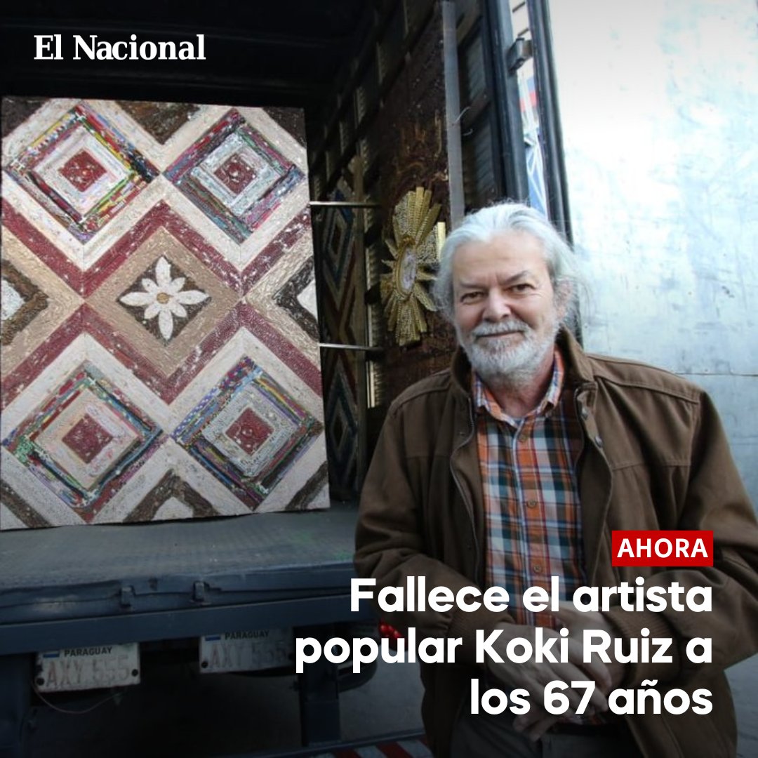 elnacionalpy's tweet photo. MUY TRISTE | 😞

🔹️En la madrugada de este viernes, la familia de Koki Ruiz informó, a través de un comunicado público difundido en los medios y por las redes sociales, la noticia de que el artista plástico acababa de fallecer a los 67 años, víctima de cáncer. 

🔹️Apenas la semana pasada, había sido intervenido quirúrgicamente en una clínica privada de San Ignacio, Misiones, su tierra natal y escenario de sus inspiraciones.

Nota completa 👇🏻 
https://t.co/5TrcoDCXph