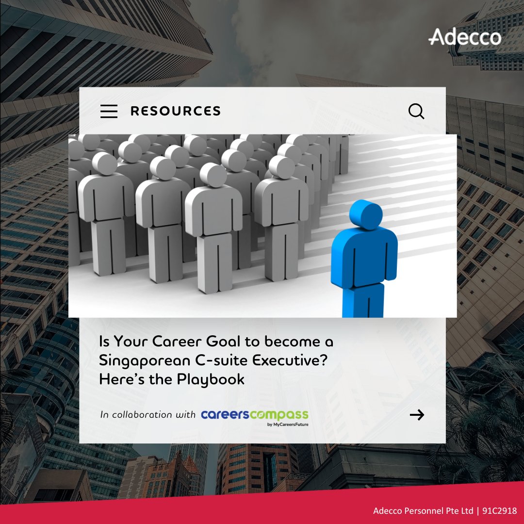 Looking to become a Singaporean C-suite Executive? Discover valuable tips to help you climb to the top of your career: tinyurl.com/yx3tb79w. 💡 

#AdeccoMNC #AdeccoFortune500 #MyCareersFuture #Leadership #FreeResources