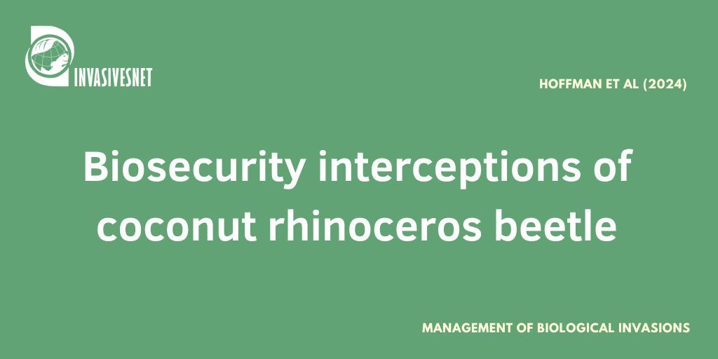 Invasivesnet's tweet photo. Report on biosecurity interceptions of coconut rhinoceros beetle (Oryctes rhinoceros) finds little possibility of focusing on any specific commodity, vessel, or season to detect accidental transport #INVASIVESNET #MBI #OpenAccess #OA Find out more 👇 https://t.co/0Fvv7R8s4h https://t.co/98uu7IH4Nv