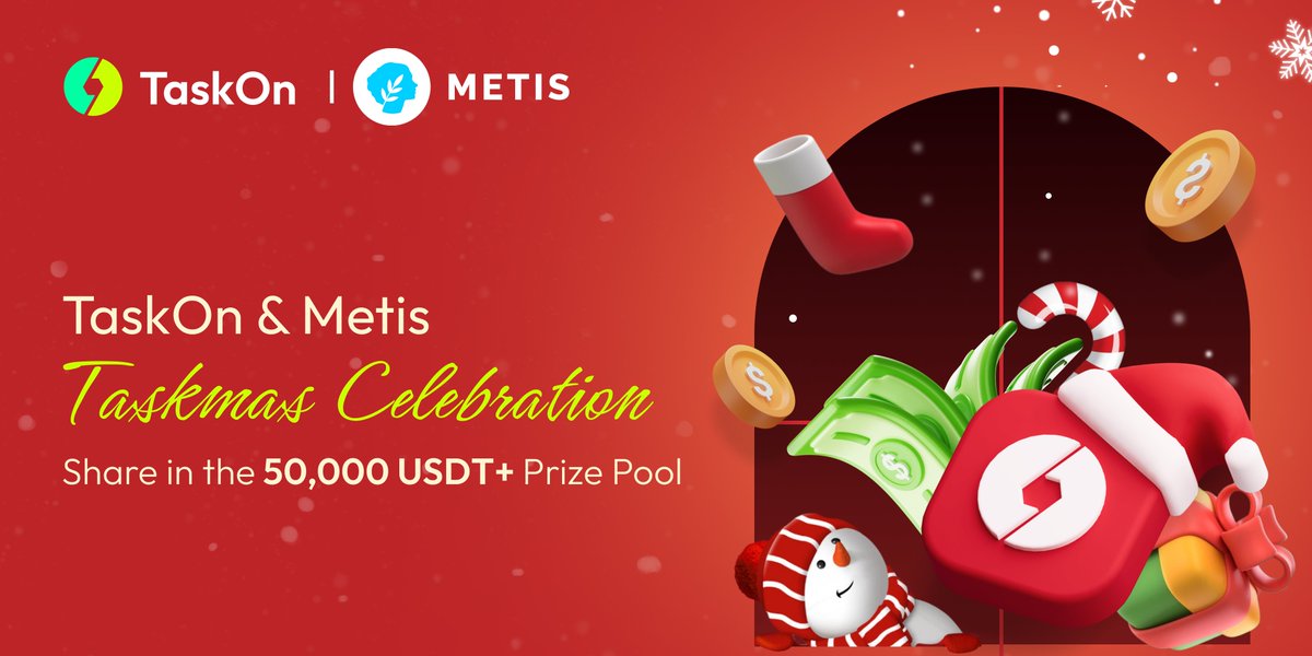 Explore the Metis🌿 ecosystem while earning rewards this holiday season! 🎄

We're collaborating with <a href="/taskonxyz/">TaskOn | Ultimate Web3 Community Growth Platform</a> for Taskmas, a community campaign featuring a $50,000 USDT prize pool to reward active ecosystem participants through December 31st! 🎁

Complete various tasks, engage