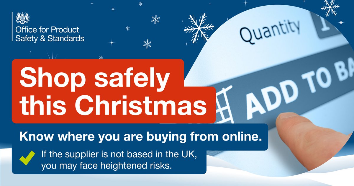 🎄When shopping online this Christmas, ensure that you know who you are buying from and where they are based, in case of any issues. #ChristmasProductSafety