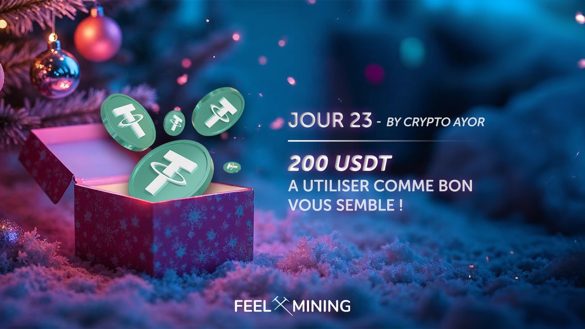 [23/24] - CALENDRIER DE L'AVENT  🎁

💸 Vous avez manqué les 50 USDT d'avant-hier ? Pas de panique, <a href="/CryptoAyor/">Crypto Ayor</a> quadruple la mise en vous offrant 200 USDT !

Pour participer :

- Follow <a href="/FeelMining/">Feel Mining ⛏</a> + <a href="/CryptoAyor/">Crypto Ayor</a>
- RT + LIKE + TAG un ami
- Répondre à la question :

"Quel serait
