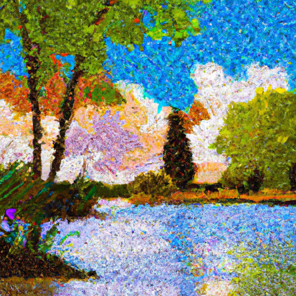 00tmkm's tweet image. 🤖 [Prompt]
Create a tranquil landscape in the Pointillism style, capturing a serene lake surrounded by lush green trees under a bright blue sky. The water reflects the vibrant colors of the trees and the fluffy white clouds drifting above. ...
#ai #aiimage #GenerativeAITest
