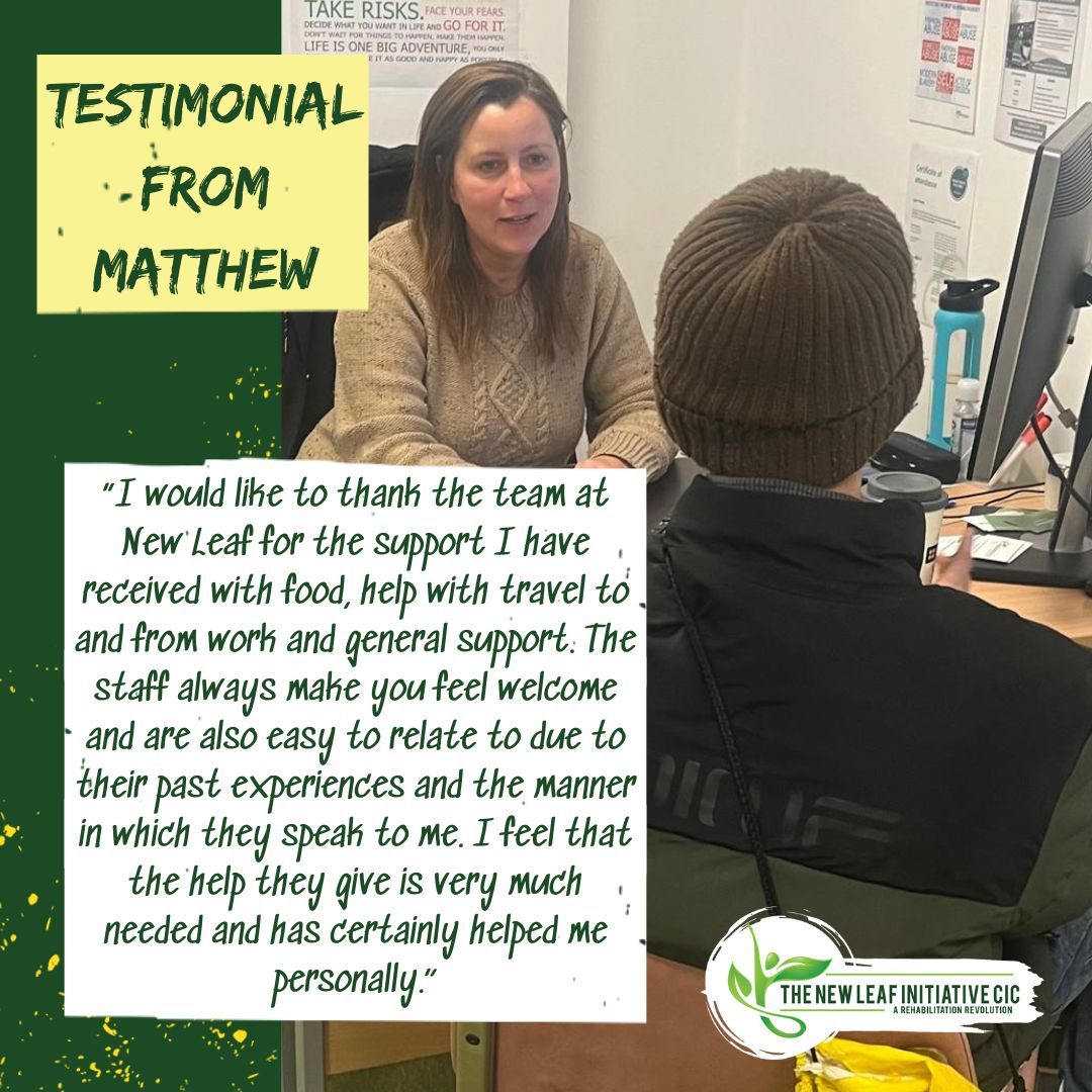 🌟 Changing Lives, One Step at a Time 🌟

This testimonial is just one example of how support, guidance, and belief in someone’s potential can change lives for the better. 💛

#NewLeafInitiative #ChangingLives #SecondChances #TransformingFutures #CommunitySupport