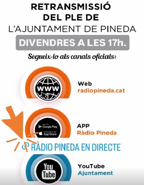 Aquest divendres hi ha el ple de desembre de l'Ajuntament de <a href="/pinedademar/">Ajuntament de Pineda</a> 

▶ radiopineda.cat/node/22329

🟢 Segueix-lo en directe