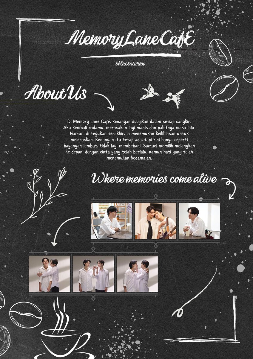 bblue_saturnn's tweet photo. Memory Lane Cafe ☕ 

The Universe of Memories 
#winnysatang AU

#bbluesaturnn #memorylanecafe #alternativeuniverse #williamsamuel #AU https://t.co/wKbaMeNLG8