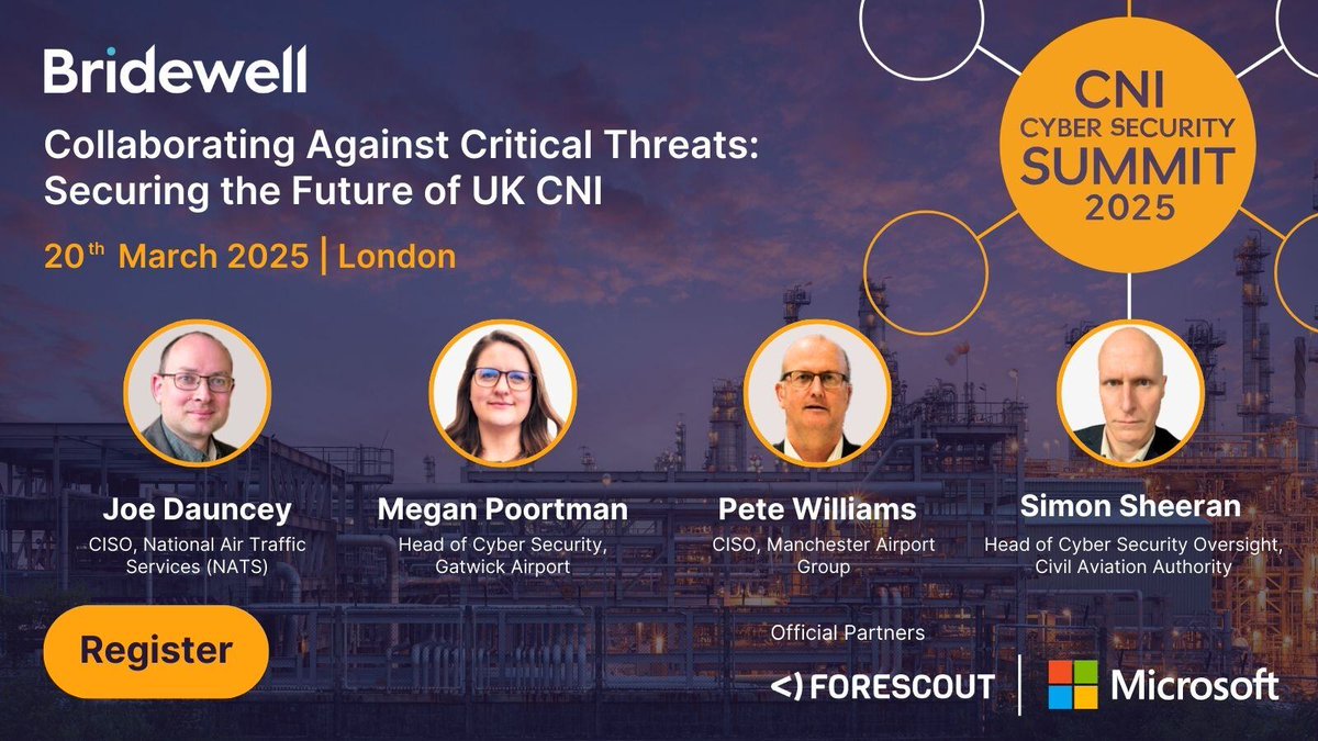 We’re thrilled to announce the lineup for our aviation panel at the 2025 CNI Cyber Security Summit.

Hear from our panellists in their discussion on ‘Securing the UK Skies: Countering The Threats Facing the UK Aviation Sector’

Register your interest ➡️eu1.hubs.ly/H0fwKrL0