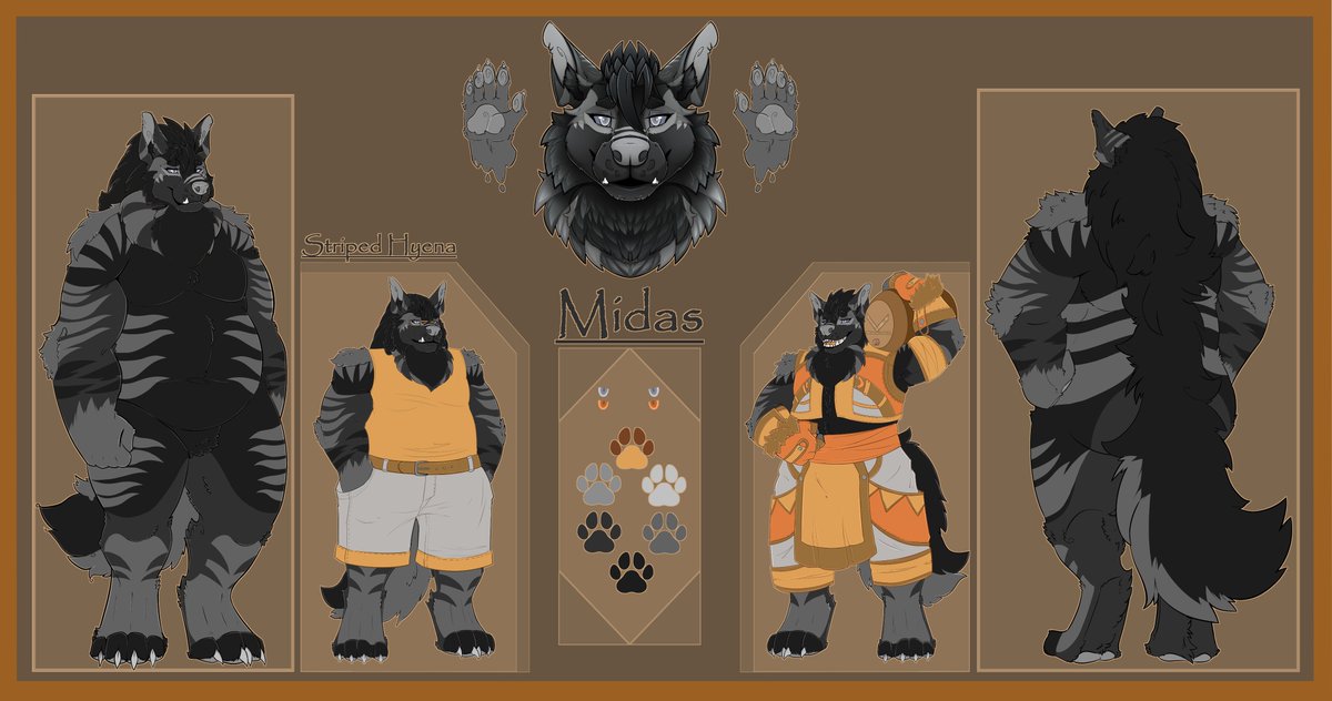 MidasHyena's tweet photo. The revised version of my ref sheet. Done by @TsaiTAkiz . Now with more stripes! https://t.co/SWrJy48h3u