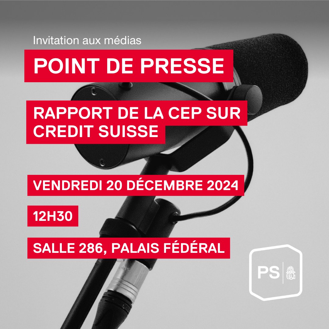 PSSuisse's tweet image. Le point de presse du PS Suisse sur le rapport de la CEP aura définitivement lieu aujourd'hui à 12h30 dans la salle 286 du Palais fédéral. Cédric Wermuth, Samuel Bendahan et Céline Widmer seront présents et répondront à vos questions.