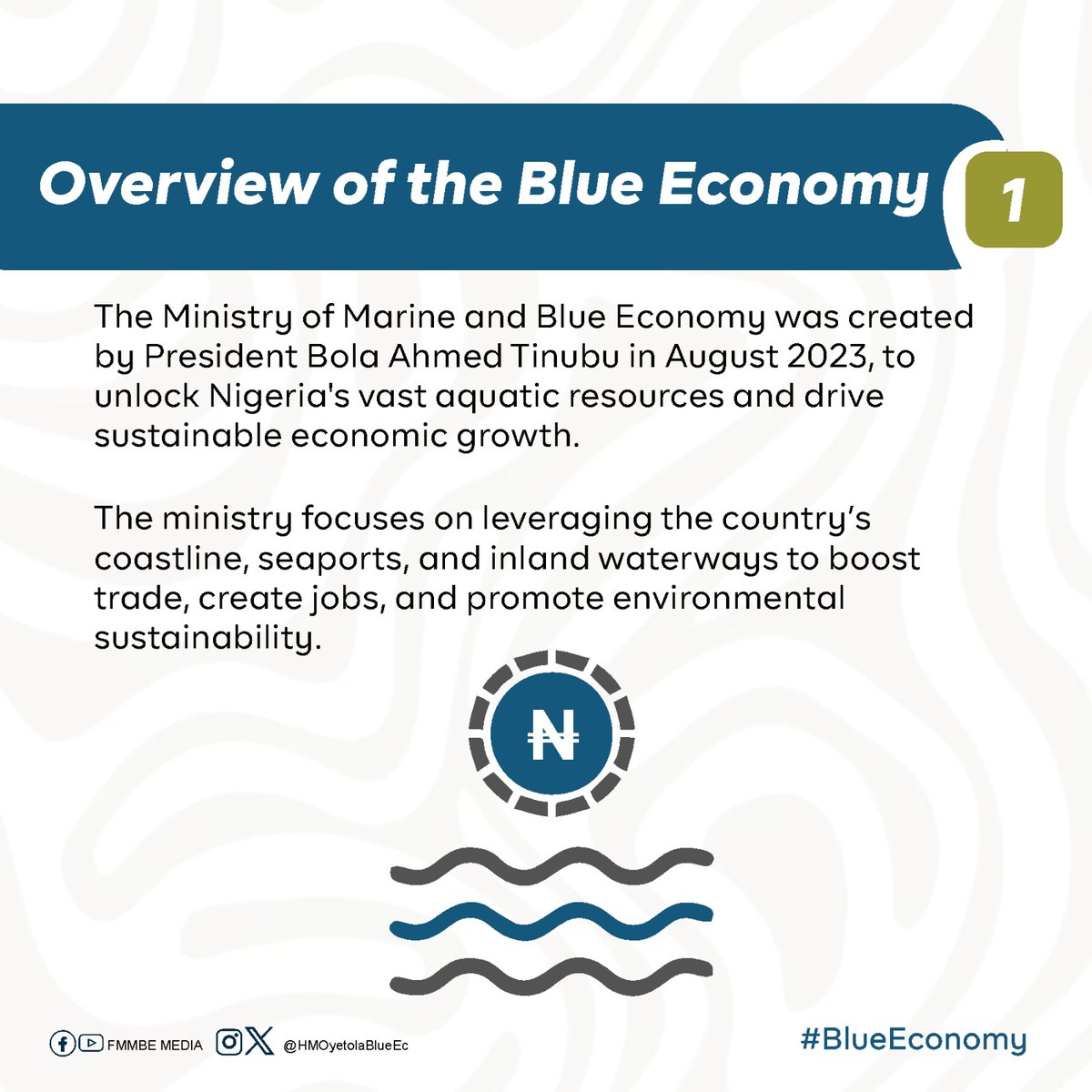 HMOyetolaBlueEc's tweet photo. Did you know?
Nigeria's Marine and Blue Economy under the @FMoMBENigeria holds immense potential for economic growth, sustainability, and diversification.
Swipe through to learn more.
#BlueEconomyNG #FMMBE
1/2 https://t.co/KZlg6LPRIV