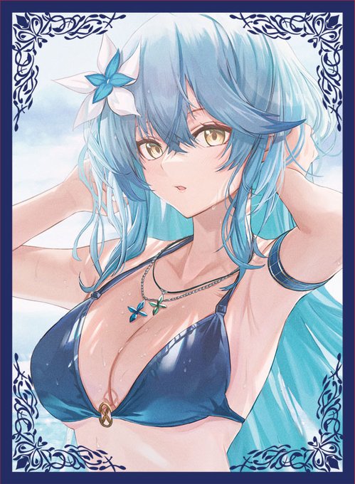 『C105/冬コミ/オンライン頒布/新作第14弾』 
「水着ラミィ」スリーブとプレイマットです。 
イラストは、さなだケイスイ様(@Keisuisanada7)になります。 