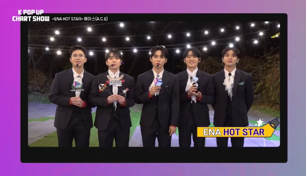 ENA 케이팝업 차트쇼 7회
<ENA HOT STAR> 수상자🥳

에이스(A.C.E) <a href="/official_ACE7/">A.C.E</a>
수상을 축하드립니다🎉
수상소감은 방송 다시보기를 통해
확인하실 수 있습니다🫶🏻