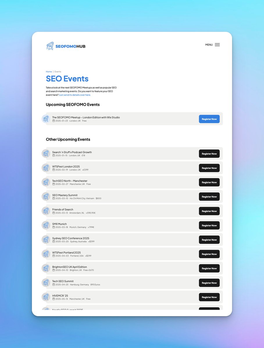 I'm updating the #SEOFOMO Hub Events Page with the SEO events from the first 5 months of 2025! I've already added a few but might be missing some... if you see yours missing, let me know to add please 👇 hub.seofomo.co/events/
