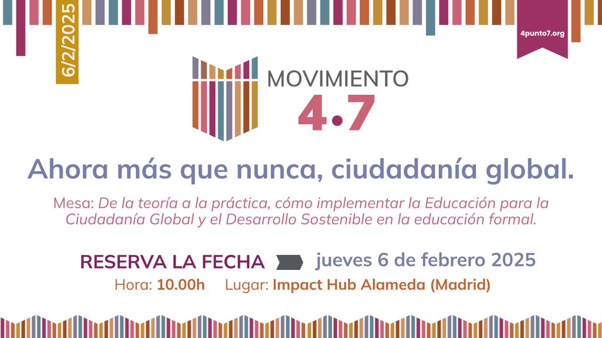 🔔RESERVA LA FECHA🔔

Os compartimos la invitación a nuestro evento "Ahora más que nunca, ciudadanía global", en el que diferentes actores del entorno educativo nos daremos cita para trabajar sobre EDSCG.

🗓️06/02/2025 ⏰ 10h 📍Madrid

¡En Enero apertura de registro! 📩
