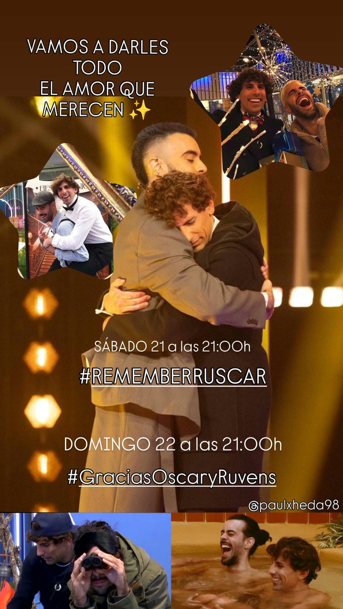 Paulxheda98's tweet photo. este finde vamos a hacer que sientan todo el amor que merecen nuestros ganadores✨️

va a ser una forma muy bonita de poder recordar los mejores momentos y transmitirles a ellos todo el amor que hay pese al odio, os espero 🫶🏼

RT para difundir porfa 

#GHFinal #Ruscar20D https://t.co/K1nDGAN9fp