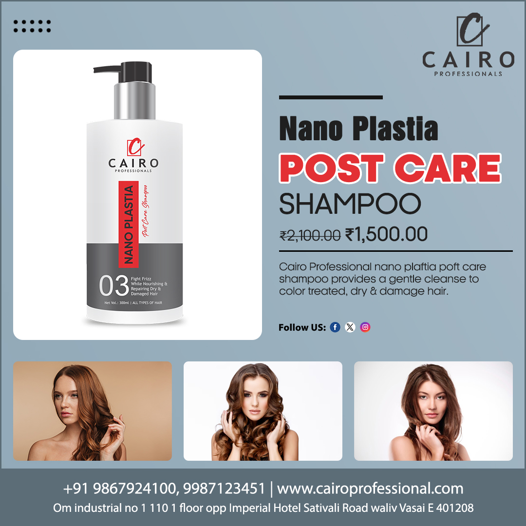 cairo2023's tweet photo. Nano Plastia Post Care Shampoo
Cairo Professional nano plastia post care shampoo provides a gentle cleanse to color treated, dry &amp; damage hair.
.
.
𝐂𝐨𝐧𝐭𝐚𝐜𝐭 𝐔𝐬:
🌐 Website : https://t.co/82mAvASn0R
📞 Call Us: +91-9867924100
.
#botox #keratin #shampoo #nanoplastia https://t.co/vwGvXjjRrl