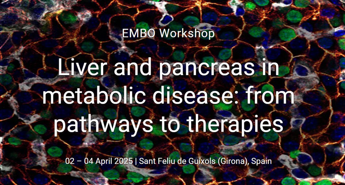 This <a href="/EMBO/">EMBO</a> Workshop, co-organized by CRG's <a href="/1jorgeferrer/">Jorge Ferrer</a>, brings together scientists working at the forefront of liver and pancreatic endocrine biology and disease. #EMBOliverPancreas

✍️🏿Apply by Feb 14 
🎯Chosen participants will be notified by Feb 28
🔗tinyurl.com/EWLiverPancreas