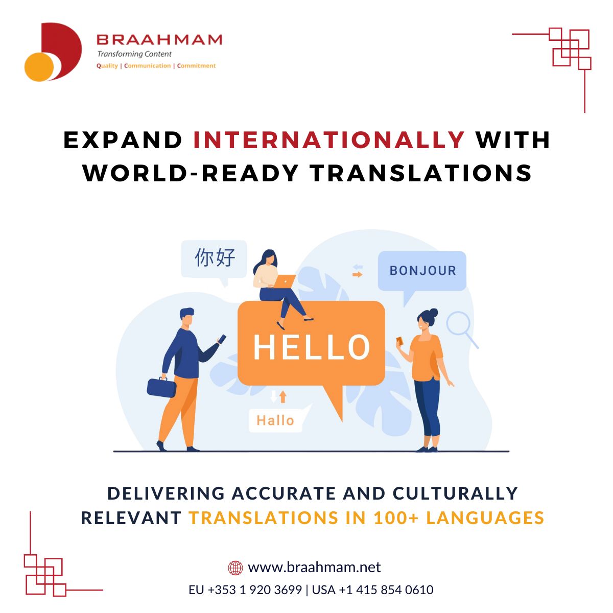 Braahmam's tweet photo. Breaking language barriers with Braahmam International's comprehensive translation and localization services. Reach a global audience with content that resonates locally.

#translationservices #localization #globalcommunication #elearningtranslation #videotranslation https://t.co/UDmApa1x1k