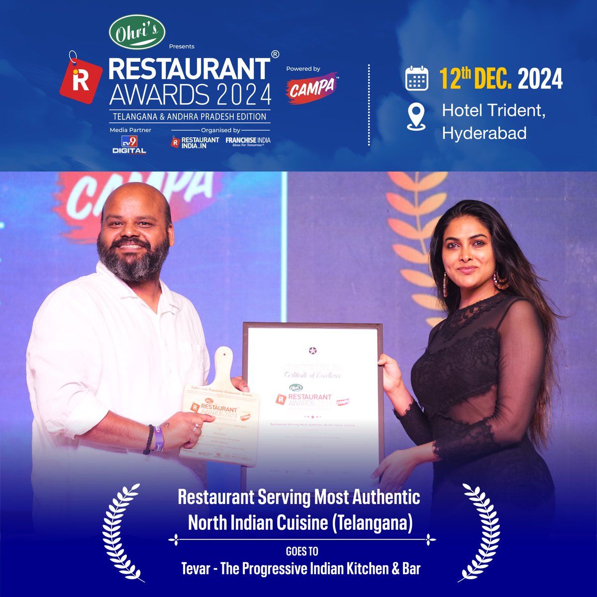 IndianRestCong's tweet image. We are happy to announce the esteemed winners of the Restaurant Awards 2024!

#RestaurantAwards2024 #CulinaryExcellence #AuthenticCuisine #NorthIndianFlavors #TeluguCuisine #CoastalCuisine #TevarKitchen #PalamuruGrill #MyboliKitchen #HyderabadEats #TelanganaFood #FoodieAwards