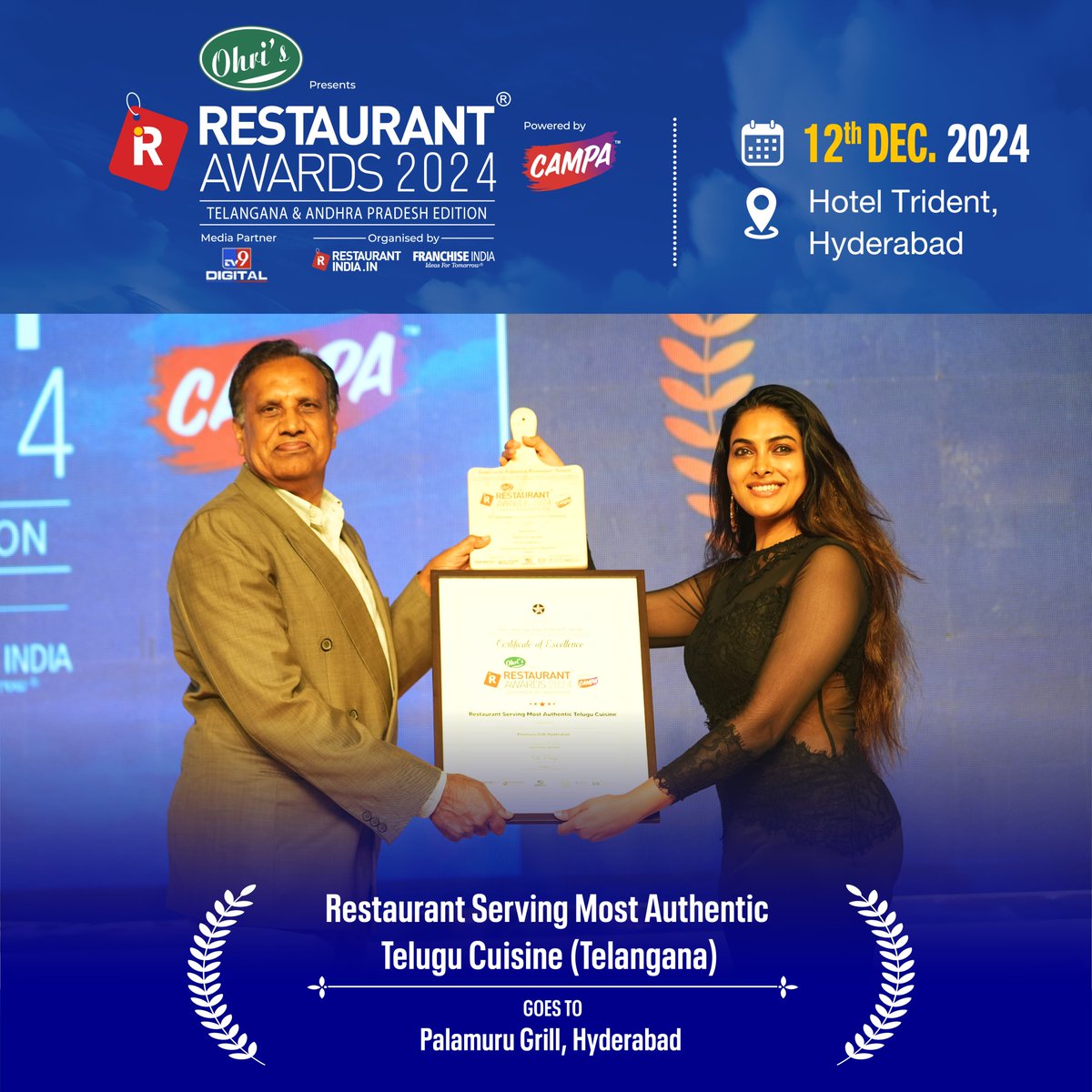 IndianRestCong's tweet image. We are happy to announce the esteemed winners of the Restaurant Awards 2024!

#RestaurantAwards2024 #CulinaryExcellence #AuthenticCuisine #NorthIndianFlavors #TeluguCuisine #CoastalCuisine #TevarKitchen #PalamuruGrill #MyboliKitchen #HyderabadEats #TelanganaFood #FoodieAwards