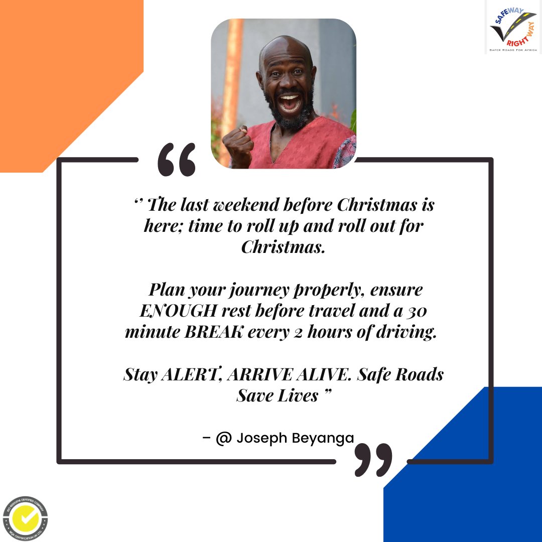 swrwug's tweet photo. #RoadUser, be cautious as you travel up country for the #festive celebrations.
Be guided by @Akeda4 's #RoadSafety tip.👇
#TuukaBulungi #BeelaSteady #DontDrinkAndDrive https://t.co/KDdPy8WWbs