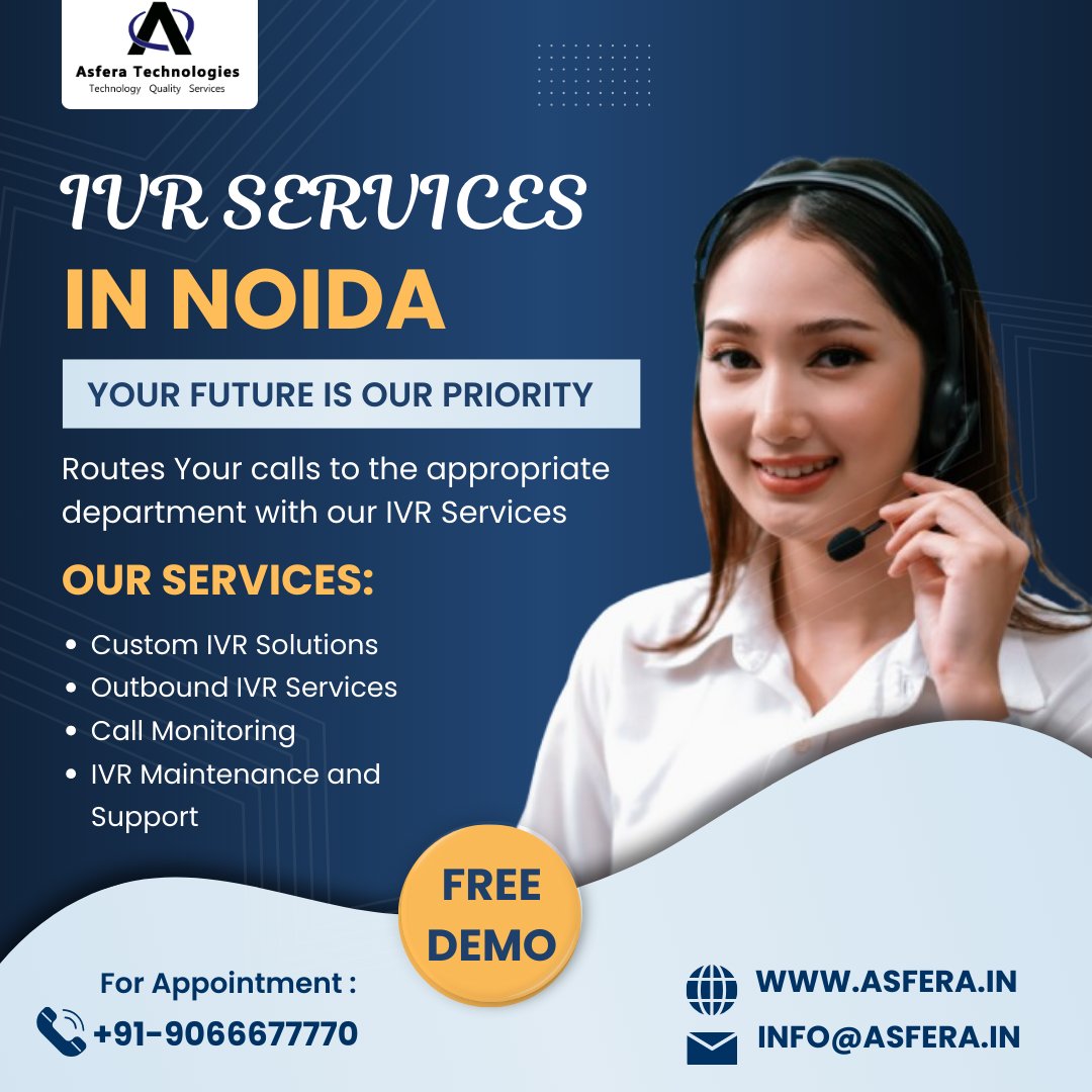 AsferaTechnolo1's tweet photo. Our IVR Services in Noida offer automated telephony system that interacts with callers, gathers information, and routes calls to the appropriate department.
Visit: https://t.co/2DOrtEp5JI
#ivrservices #ivrsystem #noidacity #cloudivrsolutions #OutboundIVR #ivrsystem https://t.co/eh5GjweoBY