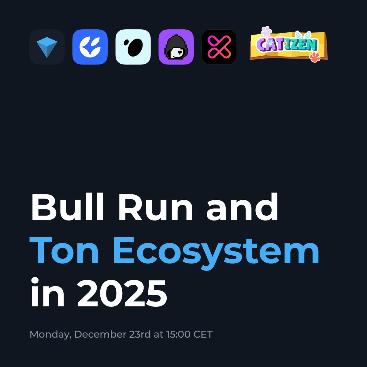 Tonkeeper (@tonkeeper) on Twitter photo 🎄 The Future of DeFi, NFTs, and GameFi on TON!
🔥 Join us on December 23rd at 15:00 CET on Twitter Spaces and get ready to hear from <a href="/tonkeeper/">Tonkeeper</a> , <a href="/xircusweb3/">Xircus</a> ,<a href="/tonstakers/">Tonstakers | TON Liquid Staking</a> ,<a href="/getgemsdotio/">Getgems 💎 - TON NFT Marketplace</a> ,<a href="/CatizenAI/">Catizen</a> ,and <a href="/TonPunks/">💎TON PUNKS</a> — leaders shaping DeFi, NFTs, and GameFi on $TON.
Is the bull 🎄 The Future of DeFi, NFTs, and GameFi on TON!
🔥 Join us on December 23rd at 15:00 CET on Twitter Spaces and get ready to hear from <a href="/tonkeeper/">Tonkeeper</a> , <a href="/xircusweb3/">Xircus</a> ,<a href="/tonstakers/">Tonstakers | TON Liquid Staking</a> ,<a href="/getgemsdotio/">Getgems 💎 - TON NFT Marketplace</a> ,<a href="/CatizenAI/">Catizen</a> ,and <a href="/TonPunks/">💎TON PUNKS</a> — leaders shaping DeFi, NFTs, and GameFi on $TON.
Is the bull