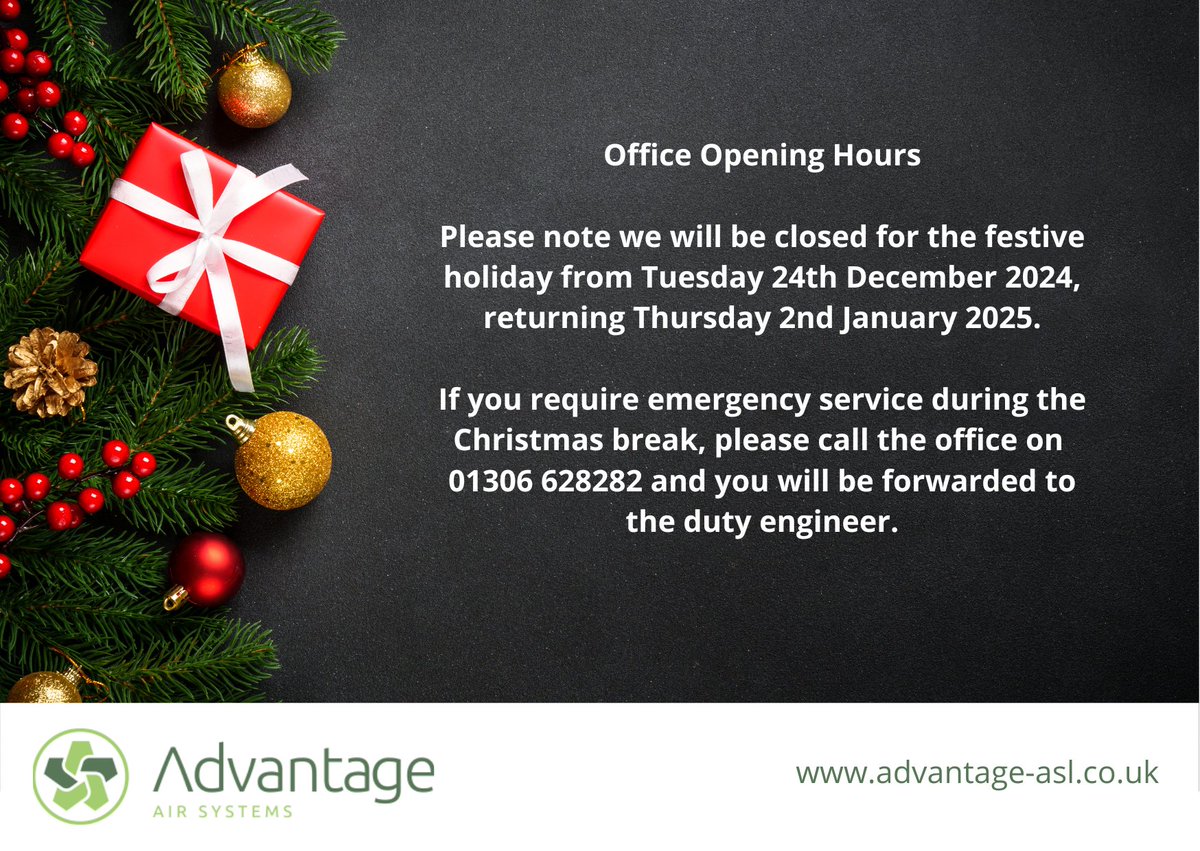 The Advantage team will be taking a well deserved break from Tuesday 24th December 2024 and reopening on Thursday 2nd January 2025. Merry Christmas everyone! xxx #airconditioning #Christmas2024