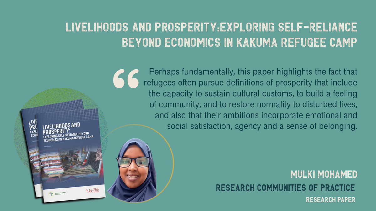 Mulki Mohamed’s paper explores self-reliance beyond economics in Kakuma refugee camp, highlighting agency, dignity and identity in refugee livelihoods. It challenges narrow economic measures, offering a deeper understanding of prosperity.
Read more: bit.ly/402sdLO

🧵2/5