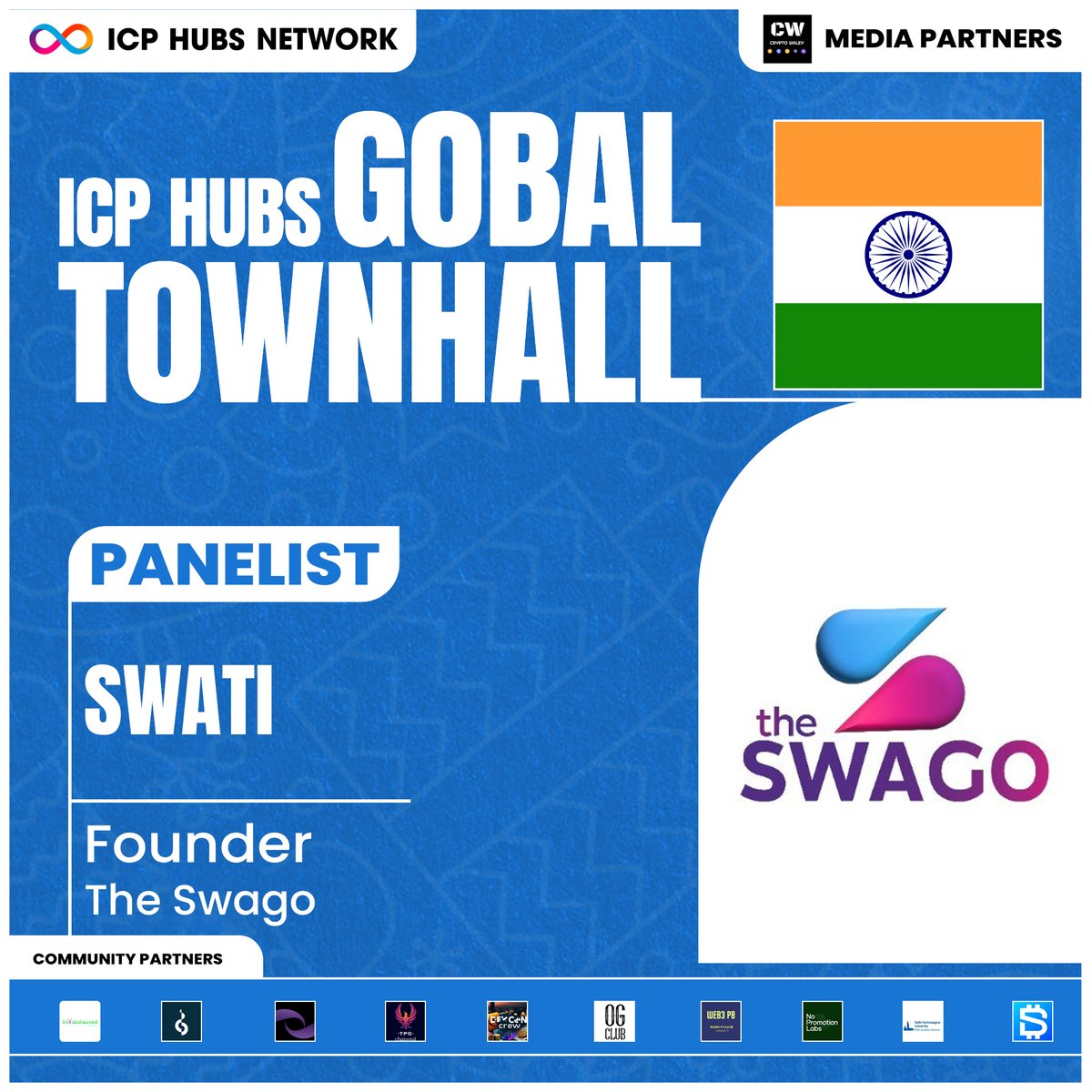 We’re buzzed to share that Swati, our founder, will be speaking at the ICP Global Townhall 3.0 today, hosted by <a href="/icphub_IN/">ICP Hub India - Crewsphere</a> ! 🇮🇳

She’ll talk about @TheSwago_ , the first-ever opinion trading platform for memecoins, sharing her insights on #memecoin, and how we’re turning up the