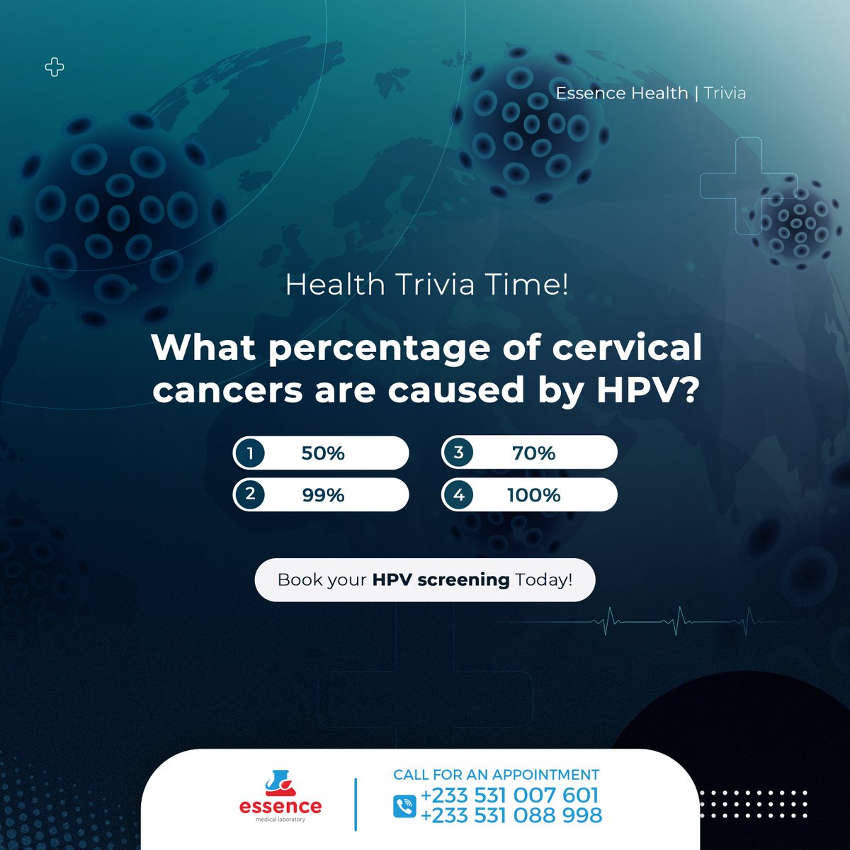 HPV awareness is key! Take our quiz and learn more.  

#HPVPrevention #EssenceMedicalLab #TGIF