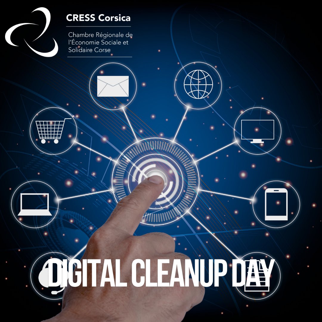 🌿 Allégez votre empreinte numérique.
 Le Digital Cleanup Day, c'est l'occasion de sensibiliser aux impacts environnementaux du numérique. Un petit geste aujourd'hui pour une planète plus verte demain ! 🌟
 #CRESSCorse #GreenTech #DigitalCleanup